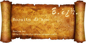 Bozsits Ákos névjegykártya